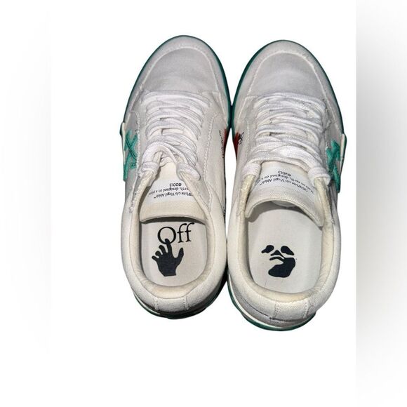 EUC IN BOX OFF WHITE Vulcanized canvas white & green Low White sneakers sz 38 - Picture 9 of 12